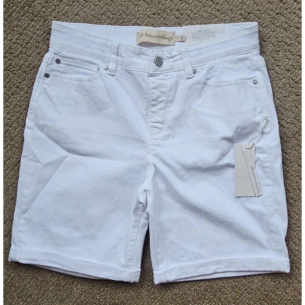 NWT Soft Surroundings The Ultimate Denim White Pull On Shorts Sz Small 6/8  $69